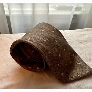 Laurent Benon Paris Hand Made 100% Silk Necktie Tie 57” Brown Tan Black